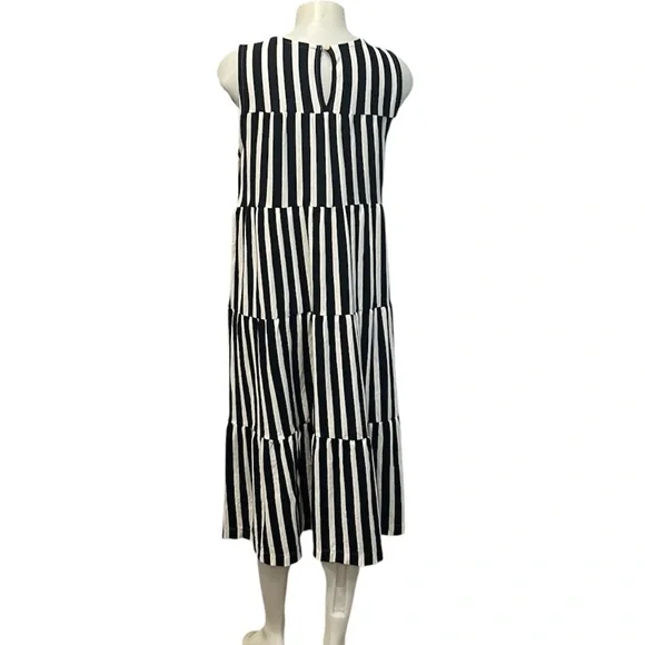 J.Crew navy white stripe tiered cotton midi dress size medium - Picture 2 of 7